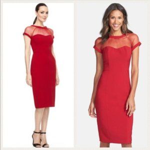 Maggy London Illusion Crepe Dress Red 12